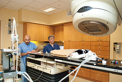 Veterinary professionals perform radiation therapy