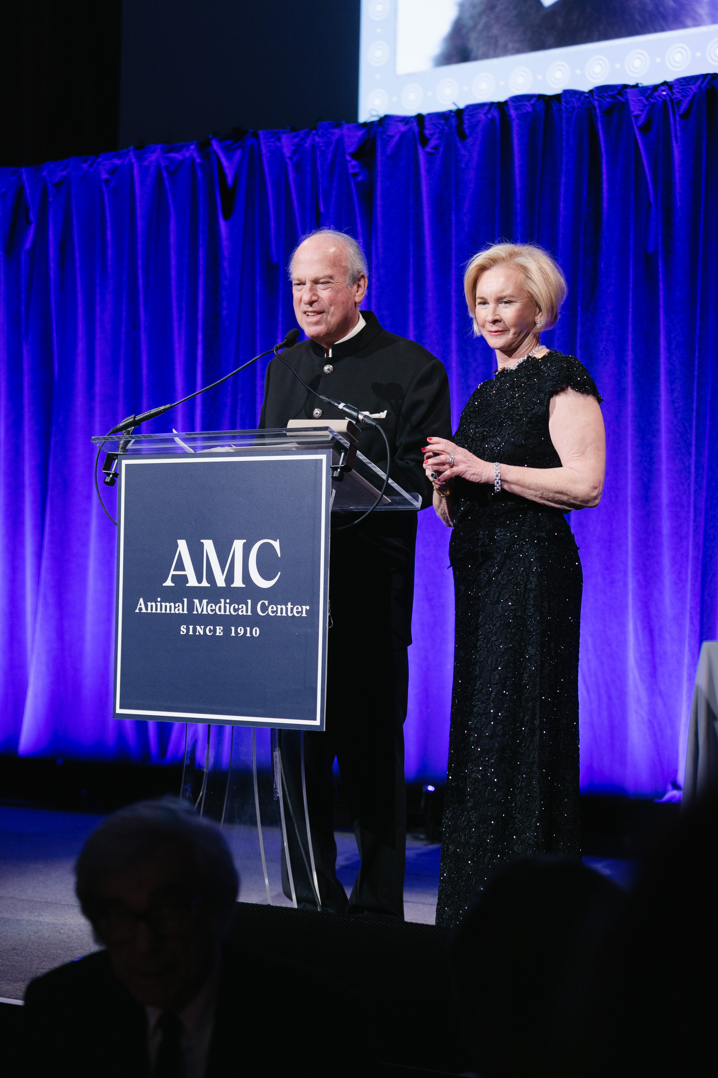 AMC CEO Kate Coyne and AMC Board Chair Robert Liberman deliver opening remarks at AMCs Top Dog Gala