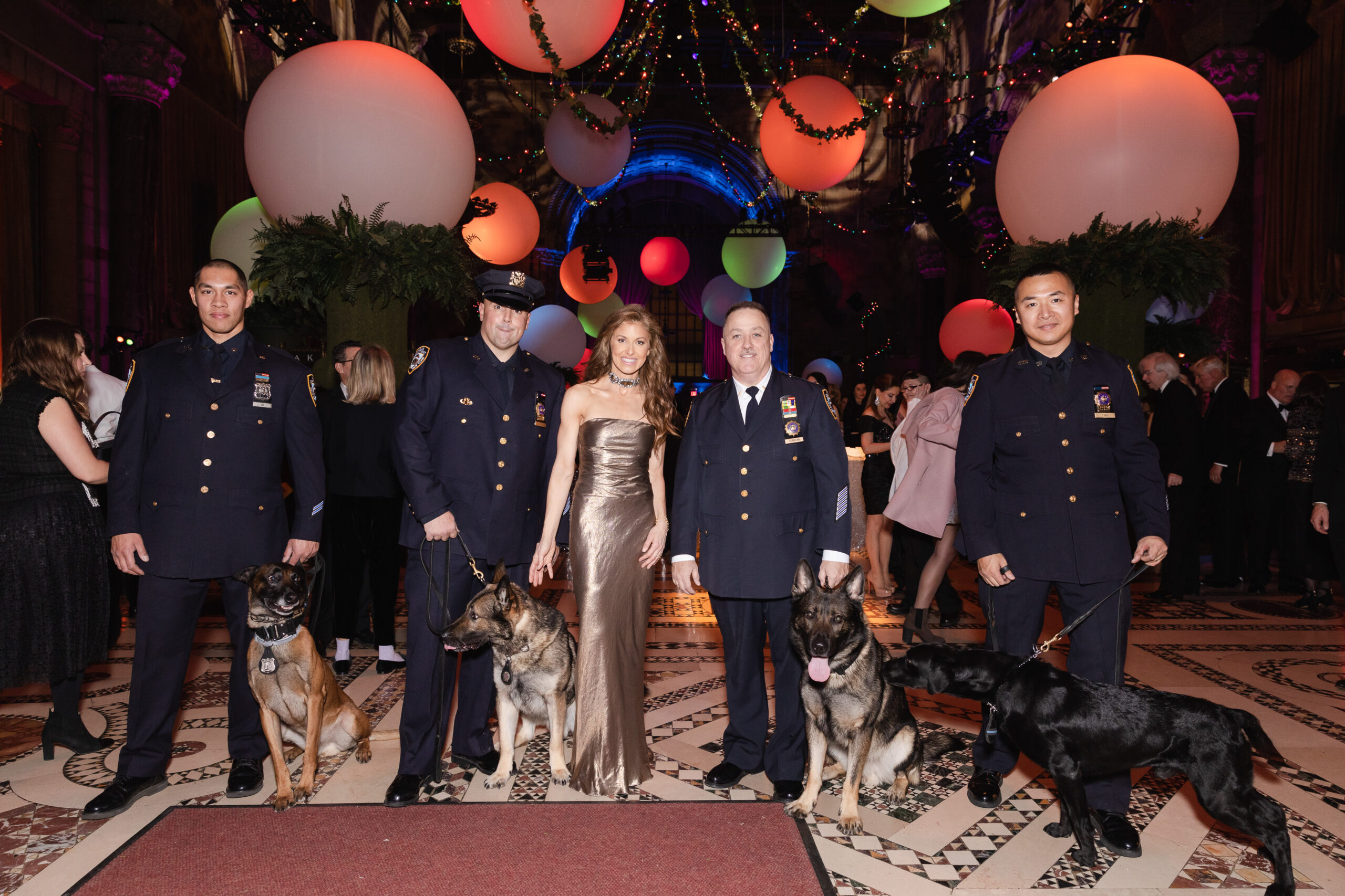 Dylan Lauren and NYPD Counterterrorism K9 team at AMCs Top Dog Gala