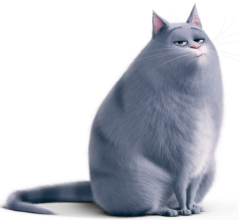 An overweight cartoon cat