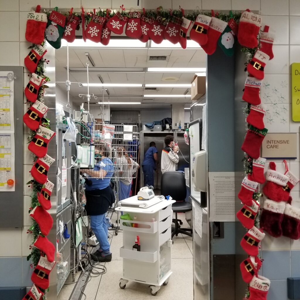 Holiday decorations on AMC's ICU