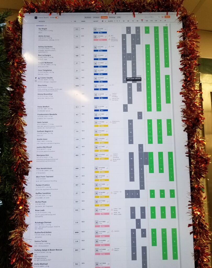 Festive decorations on AMC's treatment board