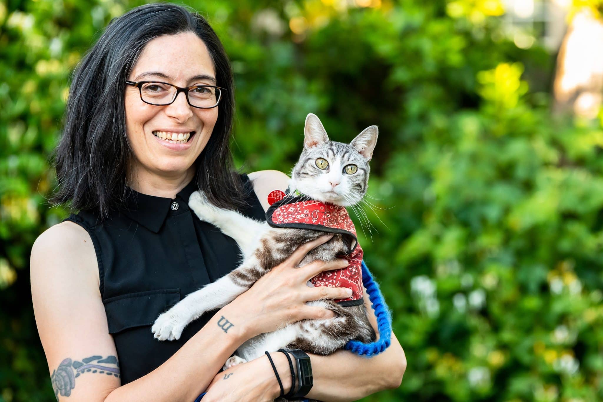 Headshot of Dr. Mikel Delgado and her cat