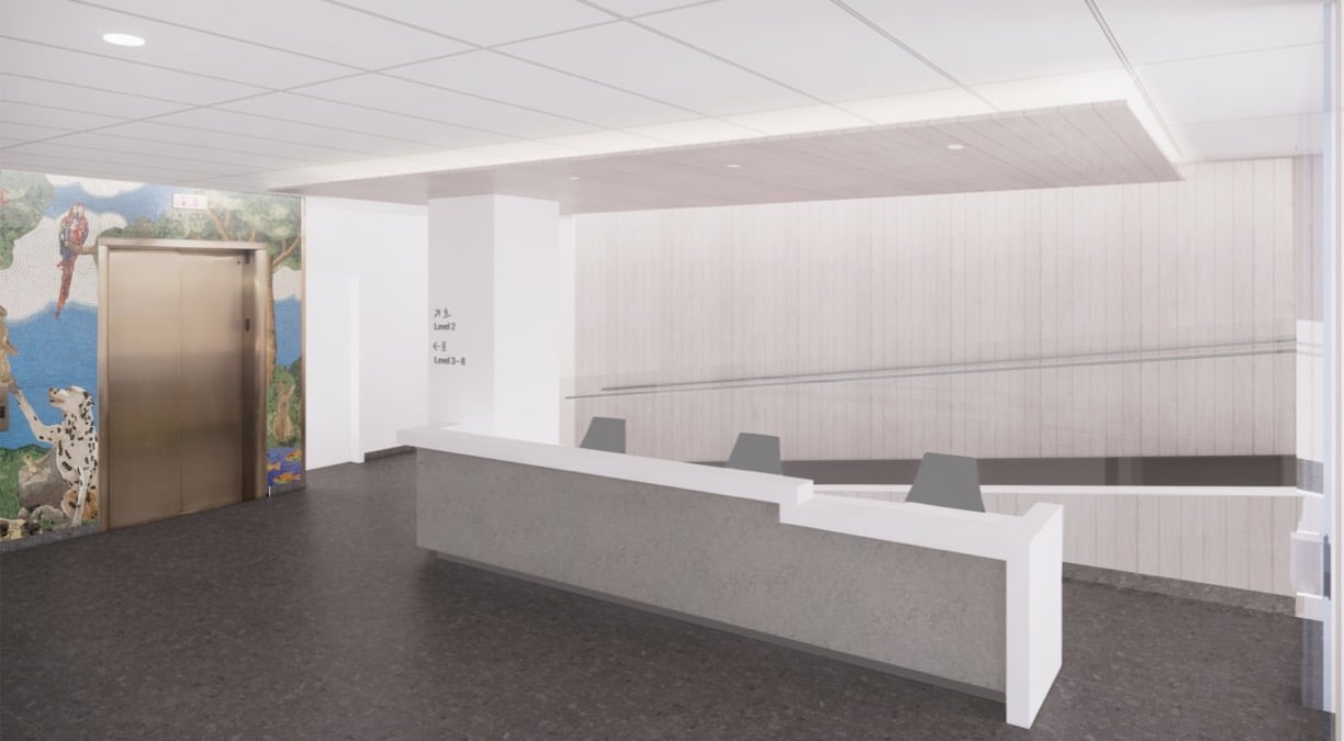 A rendering of the new lobby at the Animal Medical Center