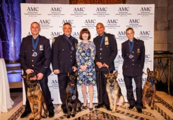 PO Ferrari with K9 Hansen, Det Spalazzi with K9 Mos, Helen Irving, Det Urquiaga with K9 Louie, Det Grejniec with K9 Tombo